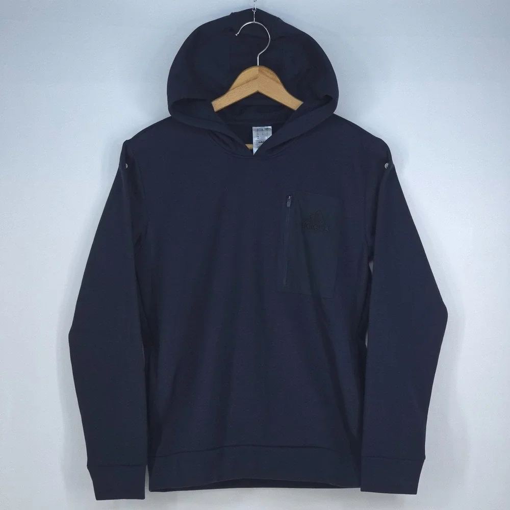 Adidas Fleece Pocket Hoodie Men Small Aurink Blue Pullover Activewear Athleisure